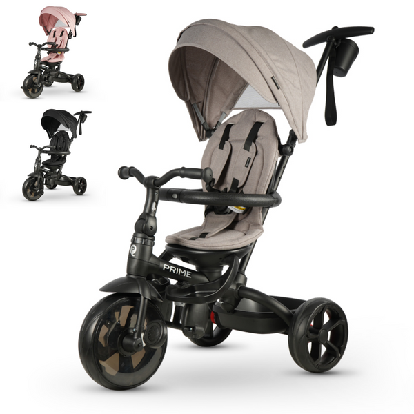 QPlay Prime 6-in-1 Trike Baby Tricycle, 10-72 Month Kids Stroller Trike for Boys Girls, Adjustable Push Handle Toddlers Bike, Light and Foldable, Adjustable Swivel and Tilt Back Seat
