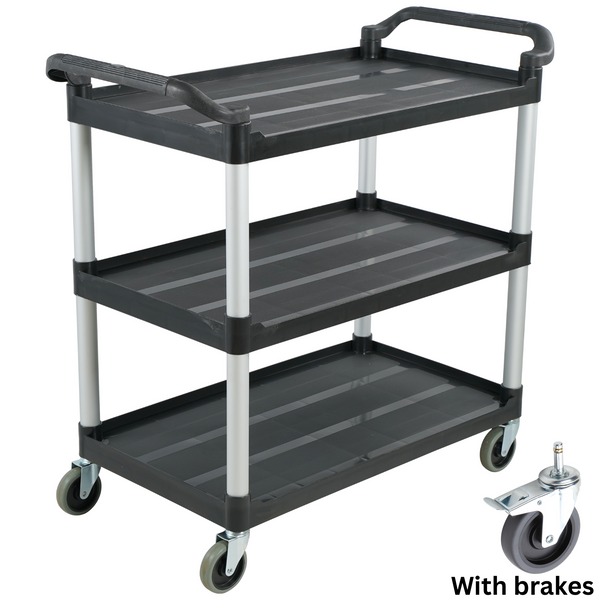 3 Tier Service Cart Restaurant Trolley Kitchen Catering Shelf W/ Brake